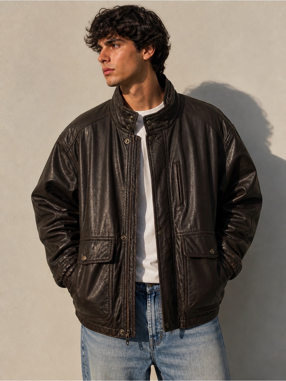 Members Only Vintage Brown Genuine Leather Jacket | Men’s Large